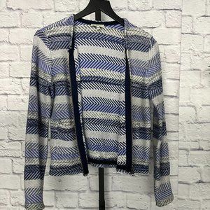Joie Cotton Full Zip Sweater Blazer Blue